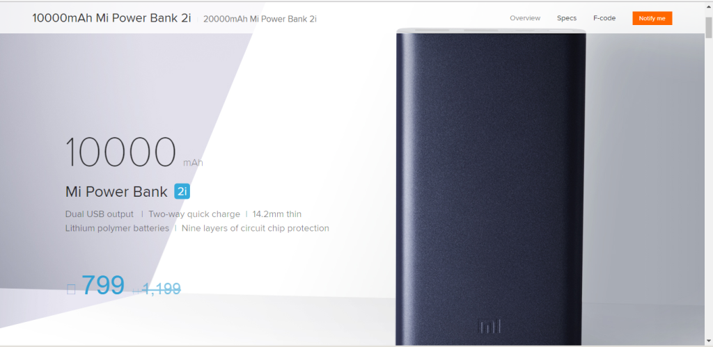 Xiaomi Mi Power Bank 2i Features and Variants